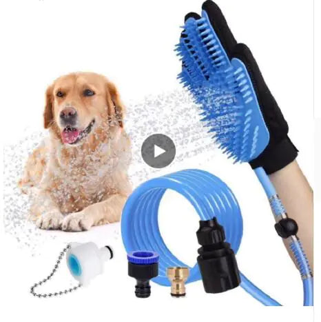 Badehandschuh mit Duschaufsatz für Hunde – 2-in-1 Fellpflege & Massage
